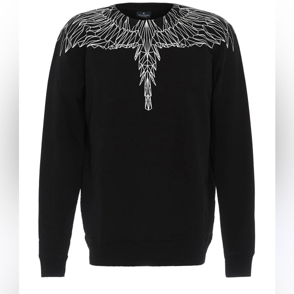 MARCELO BURLON COUNTY OF MILAN White wings print black cotton sweatshirt Size XS